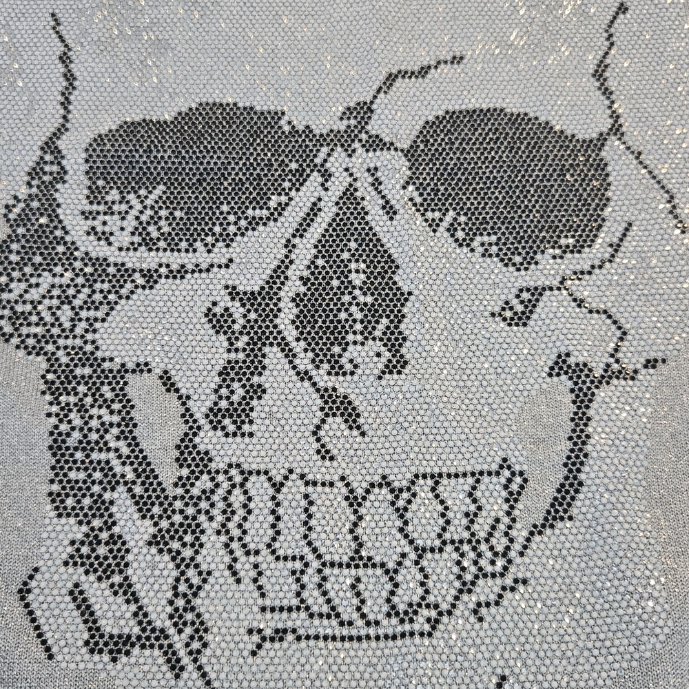Philipp Plein Metallic Gray Skull Sweater